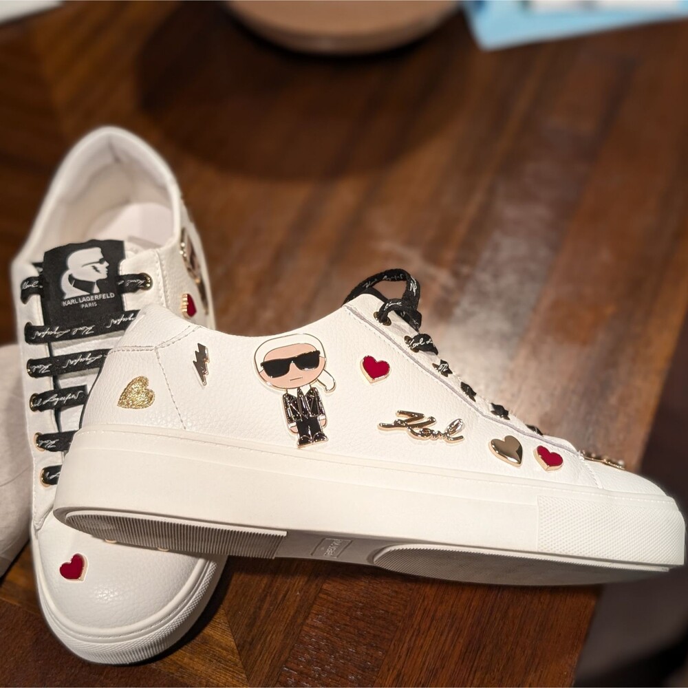 Karl Lagerfeld Paris 8.5 Sneakers Cate Pins Women's Designer Shoes Embellished - Picture 7 of 8